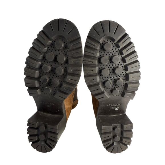 GEOX Leather Boots Size 8 Brown Ankle Chelsea Pull On Lug Sole NWOB - Picture 9 of 10